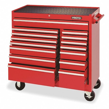 41" Rolling Cabinet 1 Shelf 15 Drawers Red by USA Proto Tool Chest & Side Cabinets
