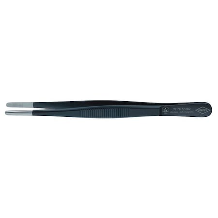 Tweezers ESD Round Serrated 5 3/4 In Blk by USA Knipex Inspection & Retrieving Tweezers