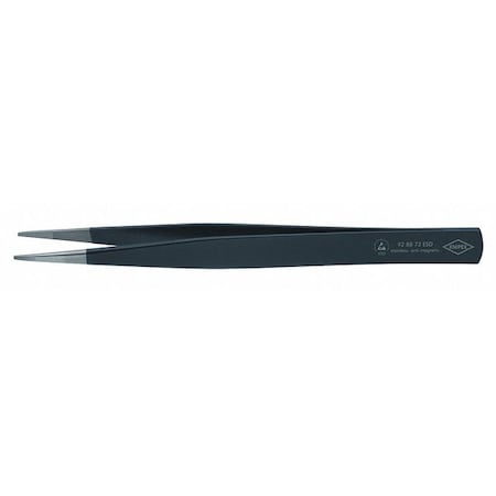 Tweezers ESD Rect Serrated 5 1/4 In Blk by USA Knipex Inspection & Retrieving Tweezers