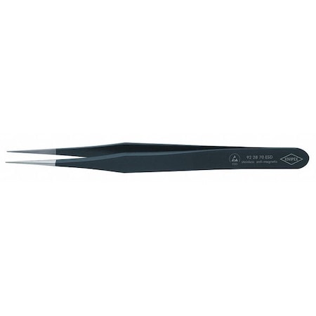 Tweezers ESD Straight 4 1/4 In SS Black by USA Knipex Inspection & Retrieving Tweezers