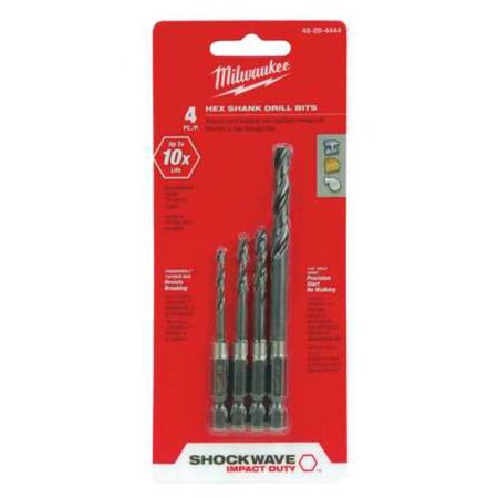 Hex Drill Bit Set 4 pcs. by USA Milwaukee Pilot Point Drill Bits