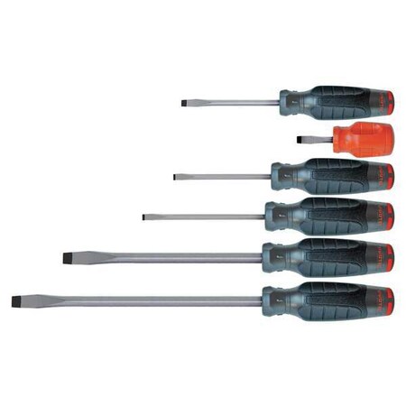 Screwdriver Set Slotted 6 Pc Type J1206SRF by USA Proto Screwdriver Sets