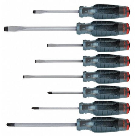 Screwdriver Set Slotted/Phillips 8 Pc Type J1208SC by USA Proto Screwdriver Sets