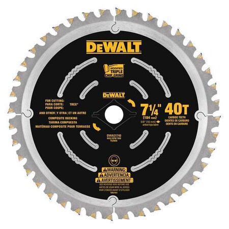 Composite Deck Blade 7 1/4" 40 Tooth Min. Qty 5 by USA Dewalt Circular Power Saw Blades