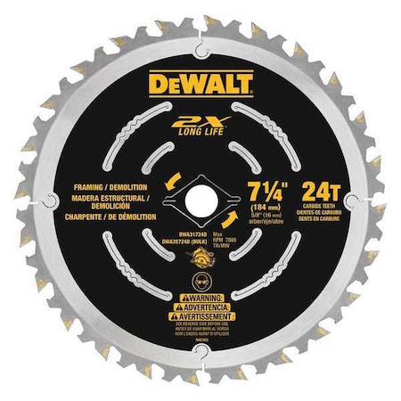 Demo Framing Blade 7 1/4" 24 Tooth PK10 by USA Dewalt Circular Power Saw Blades