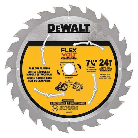 Circular Saw Blade 7 1/4" 24 Tooth by USA Dewalt Circular Power Saw Blades