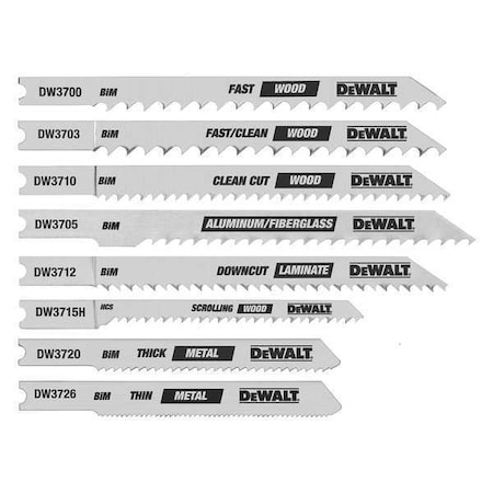 Jig Saw Blade Set 8Pc Min. Qty 5 by USA Dewalt Power Jig Saw Blades