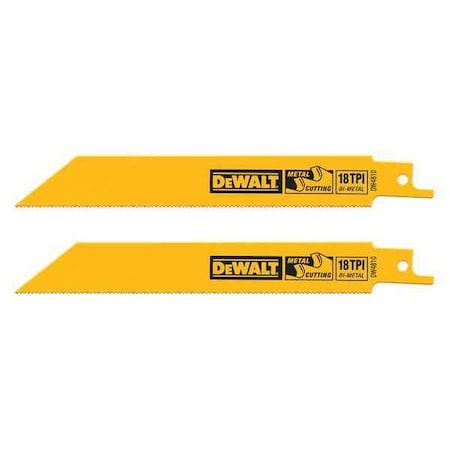 Straight Recip Saw Blade 4" 18TPI PK2 Min. Qty 5 by USA Dewalt Reciprocating Power Saw Blades