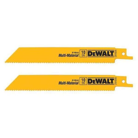 Straight Recip Saw Blade 6" 10TPI PK2 Min. Qty 5 by USA Dewalt Reciprocating Power Saw Blades