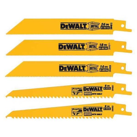Recip Blade Set 5Pc by USA Dewalt Reciprocating Power Saw Blades