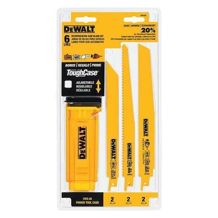 Recip Blade Set With Case 6Pc Min. Qty 5 by USA Dewalt Reciprocating Power Saw Blades