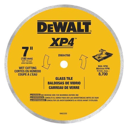 Continuous Rim Glass Tile Blade 7 by USA Dewalt Tiling Accessories