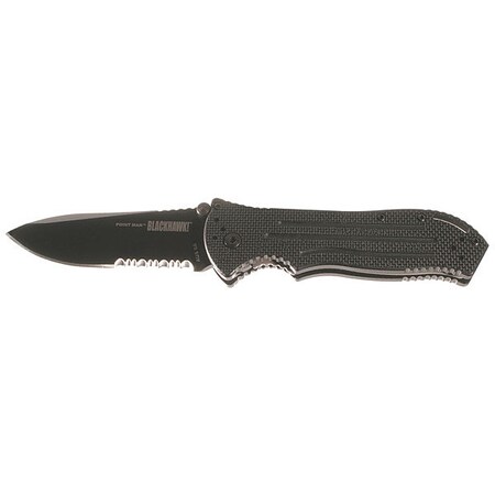 Folding Knife Serrated 7 13/16 In. Black by USA Blackhawk Folding Knives