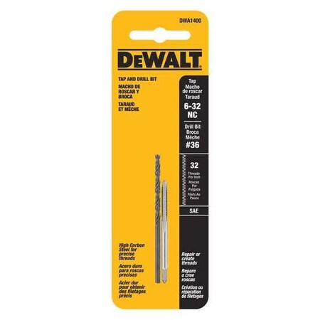 Drill and Tap Set 6" 32NC Thread 2 pcs. by USA Dewalt Drill Bit & Tap Sets