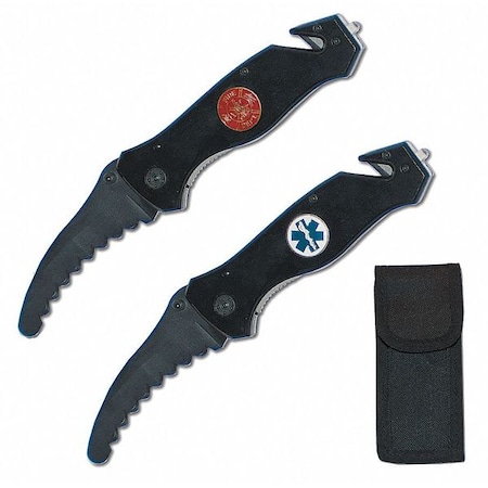 Rescuer Knife 7 1/2 In. L Black 3 Blade by USA EMI Utility Knives