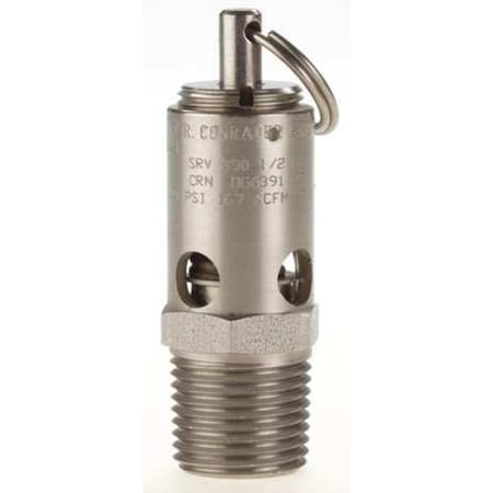 Safety Valve Soft Seat 1/2In 100 PSI SS by USA Conrader Pneumatic Safety Valves