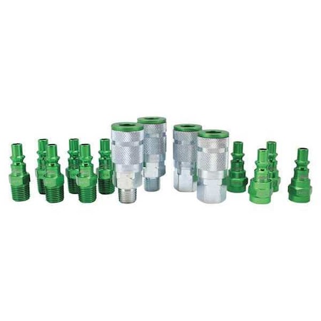 Aro Green Coupler/Plug Kit 14 pcs. by USA Milton Pneumatic Hose Quick Connect Fittings