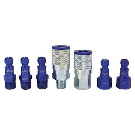 Automotive Blue Coupler/Plug Kit 7 pcs. by USA Milton Pneumatic Hose Quick Connect Fittings