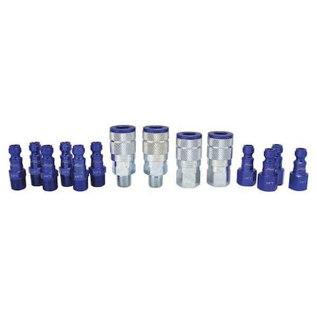 Automotive Blue Coupler/Plug Kit 14 pcs. by USA Milton Pneumatic Hose Quick Connect Fittings