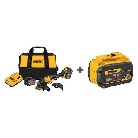 Cordless Angle Grinder Kit 60.0V Li Ion Type DCG414T2/DCB609 by USA Dewalt Cordless Grinders