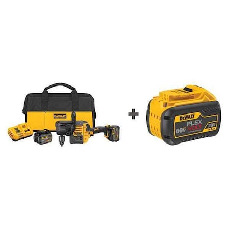 Cordless Stud and Joist Drill Kit 60.0V Type DCD460T2/DCB609 by USA Dewalt Right Angle Power Drills
