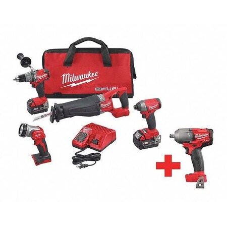 Cordless Combo Kit 18.0 V 4 Tools 2 Batt by USA Milwaukee Cordless Power Tool Combination Kits