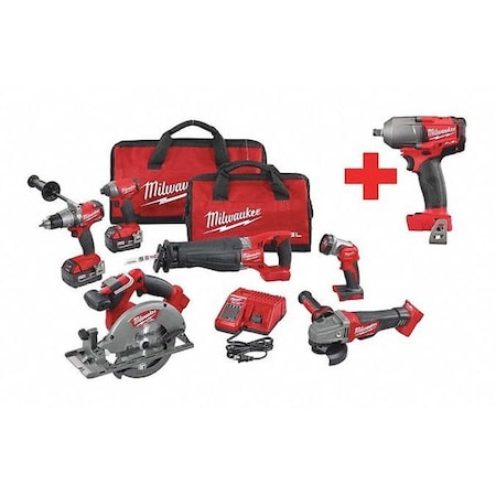Cordless Combo Kit 18.0 V 6 Tools 2 Batt by USA Milwaukee Cordless Power Tool Combination Kits