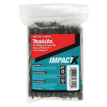 PH1 Phillips Power Bit 3 1/2" PK50 by USA Makita Screwdriver Bits