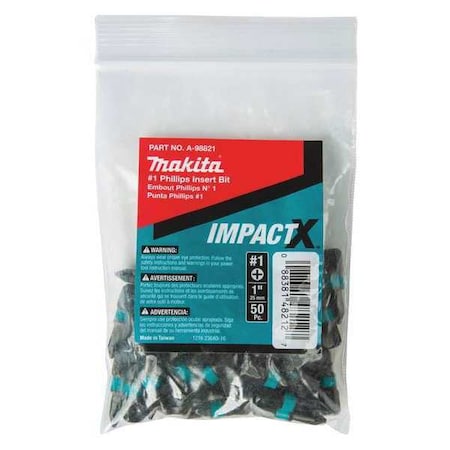 PH1 Phillips Insert Bit 1" PK50 by USA Makita Screwdriver Bits