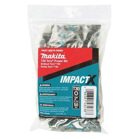 T30 Torx Power Bit 2" PK50 by USA Makita Screwdriver Bits