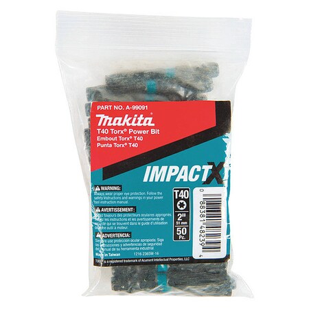 T40 Torx Power Bit 2" PK50 by USA Makita Screwdriver Bits