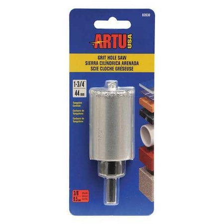1 3/4" Tungsten Carbide Grit Hole Saw with Arbor/Pilot by USA Artu Hole Saws & Cutters