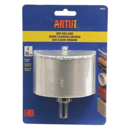 4" Tungsten Carbide Grit Hole Saw with Arbor/Pilot by USA Artu Hole Saws & Cutters