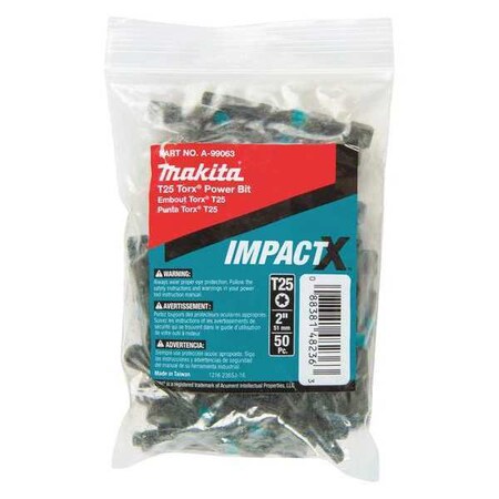 T25 Torx Power Bit 2" PK50 by USA Makita Screwdriver Bits