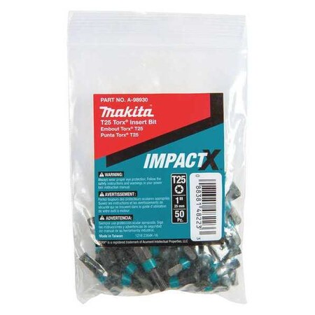T25 Torx Insert Bit 1" PK50 by USA Makita Screwdriver Bits