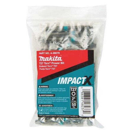 T27 Torx Power Bit 2" PK50 by USA Makita Screwdriver Bits