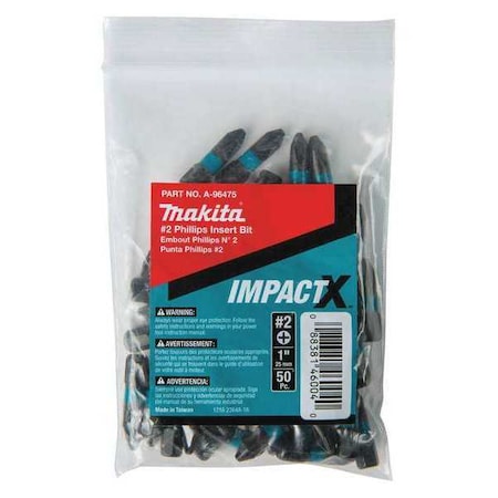 PH2 Phillips Insert Bit 1" PK50 by USA Makita Screwdriver Bits