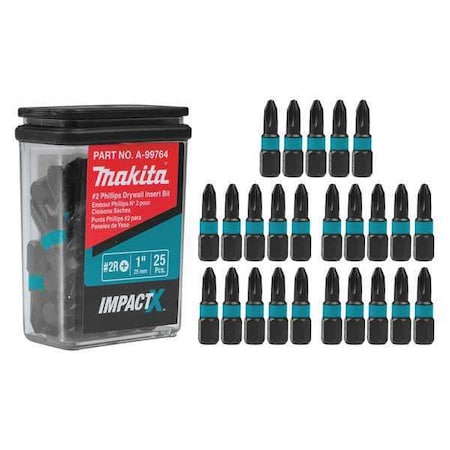 PH2 Phillips Drywall Insert Bit 1" PK25 by USA Makita Screwdriver Bits