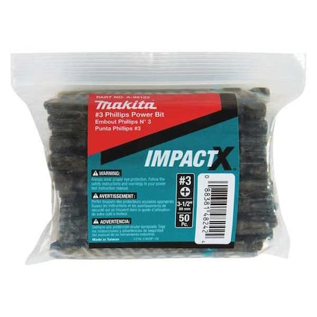 PH3 Phillips Power Bit 3 1/2" PK50 by USA Makita Screwdriver Bits