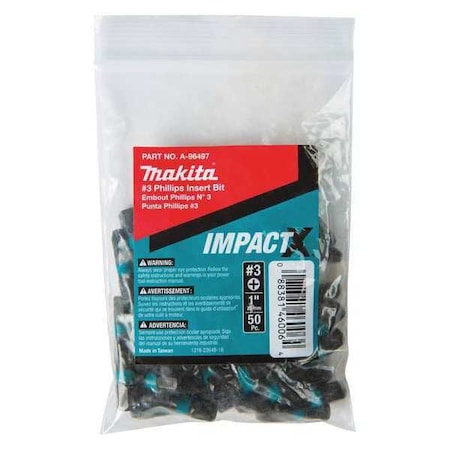 PH3 Phillips Insert Bit 1" PK50 by USA Makita Screwdriver Bits