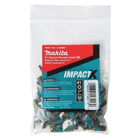 SQ1 Square Insert Bit 1" PK50 by USA Makita Screwdriver Bits