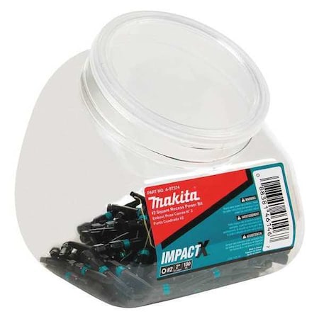 SQ2 Square Power Bit 2" PK100 by USA Makita Screwdriver Bits