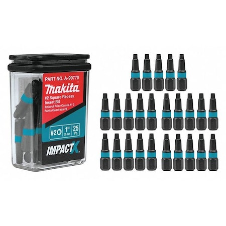 SQ2 Square Insert Bit 1" PK25 by USA Makita Screwdriver Bits