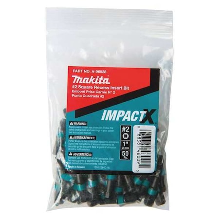 SQ2 Square Insert Bit 1" PK50 by USA Makita Screwdriver Bits
