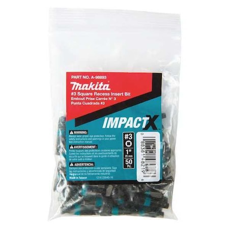 SQ3 Square Insert Bit PK50 by USA Makita Screwdriver Bits