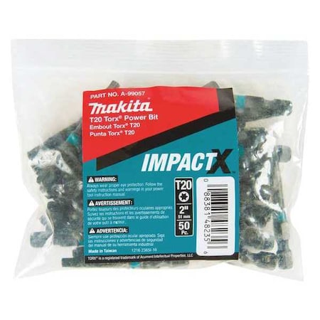 T20 Torx Power Bit 2" PK50 by USA Makita Screwdriver Bits