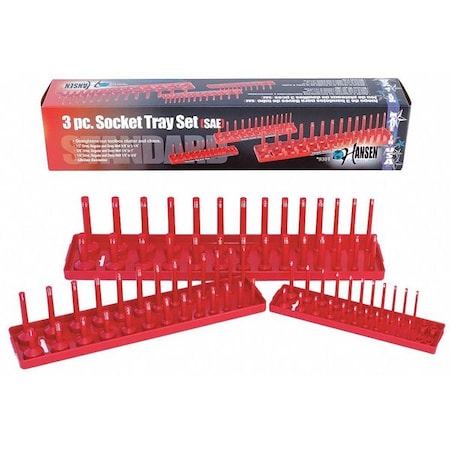 Socket Tray Set Standard Red SAE 3 pcs. by USA Hansen Socket Sets