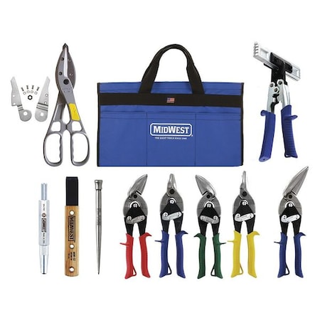 Platinum Roofing/Siding Tool Kit 11 pcs. by USA Midwest Metal Cutting Snips & Sheet Metal Tools