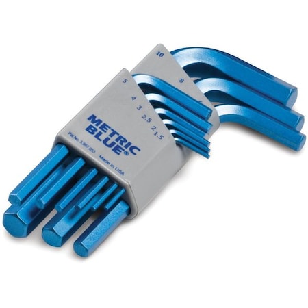 Hex Key Set Pieces 9 M7 Type UST195587 by USA Metric Blue Hex Key Sets