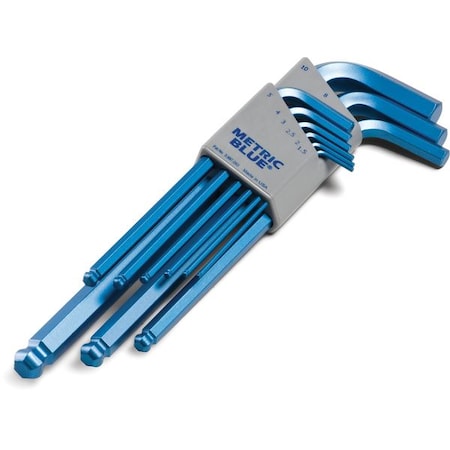 Ball End Hex Key Set Pieces 9 M7 Type UST197716 by USA Metric Blue Hex Key Sets